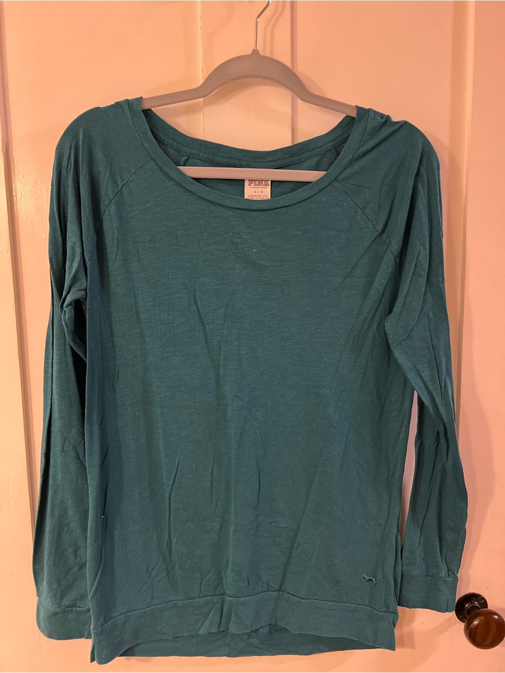 PINK Victoria's Secret Teal Long Sleeve Scoop Neck Top